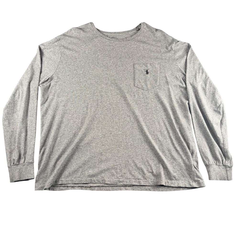 Polo Ralph Lauren Mens XXL Long Sleeve Pocket T-Shirt Heather Grey Pony Logo